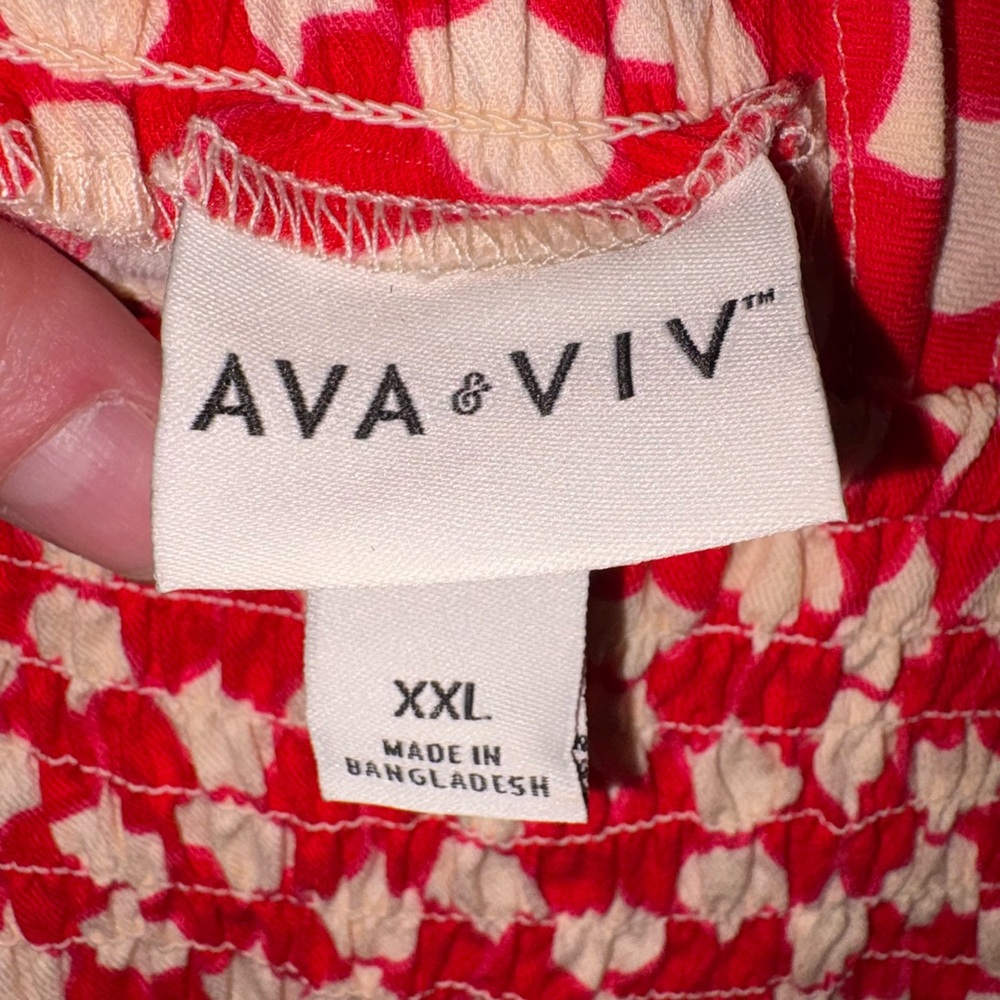 Ava & Viv Red and Cream Textured Top - Picture 3 of 4